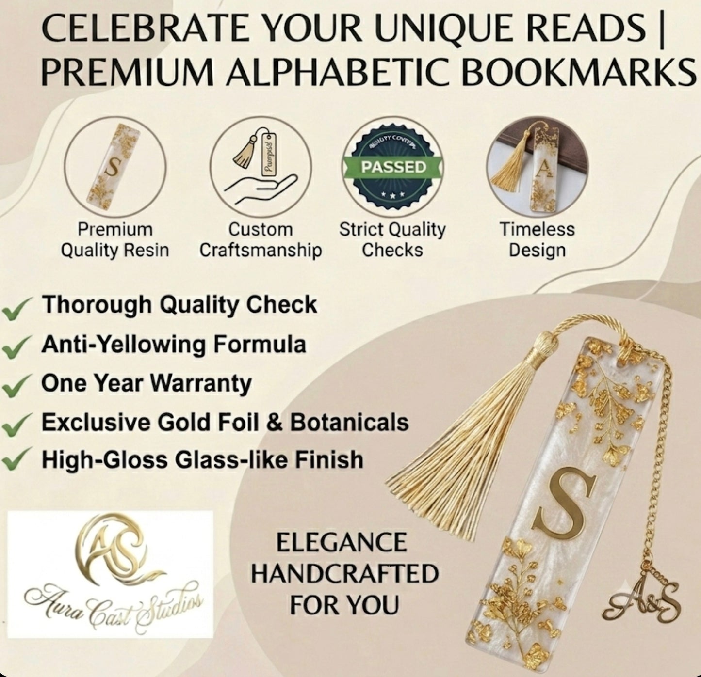 Resin Customizable Royal Bookmarks | Handcrafted Bookmarks | Best for book lovers