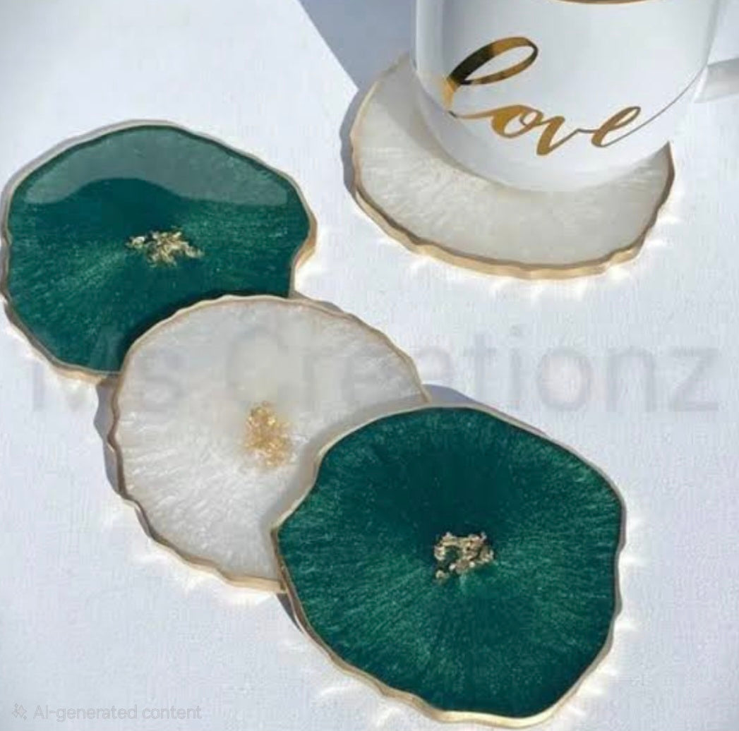 Premium Geode Resin Tea Mats | Resin Customizable Tea mat 3.7 inches