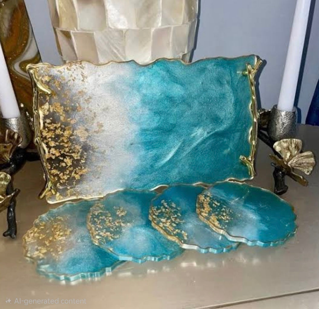 Premium Geode Resin Vanity Tray | Customizable Luxury Tray (11.5×7)"