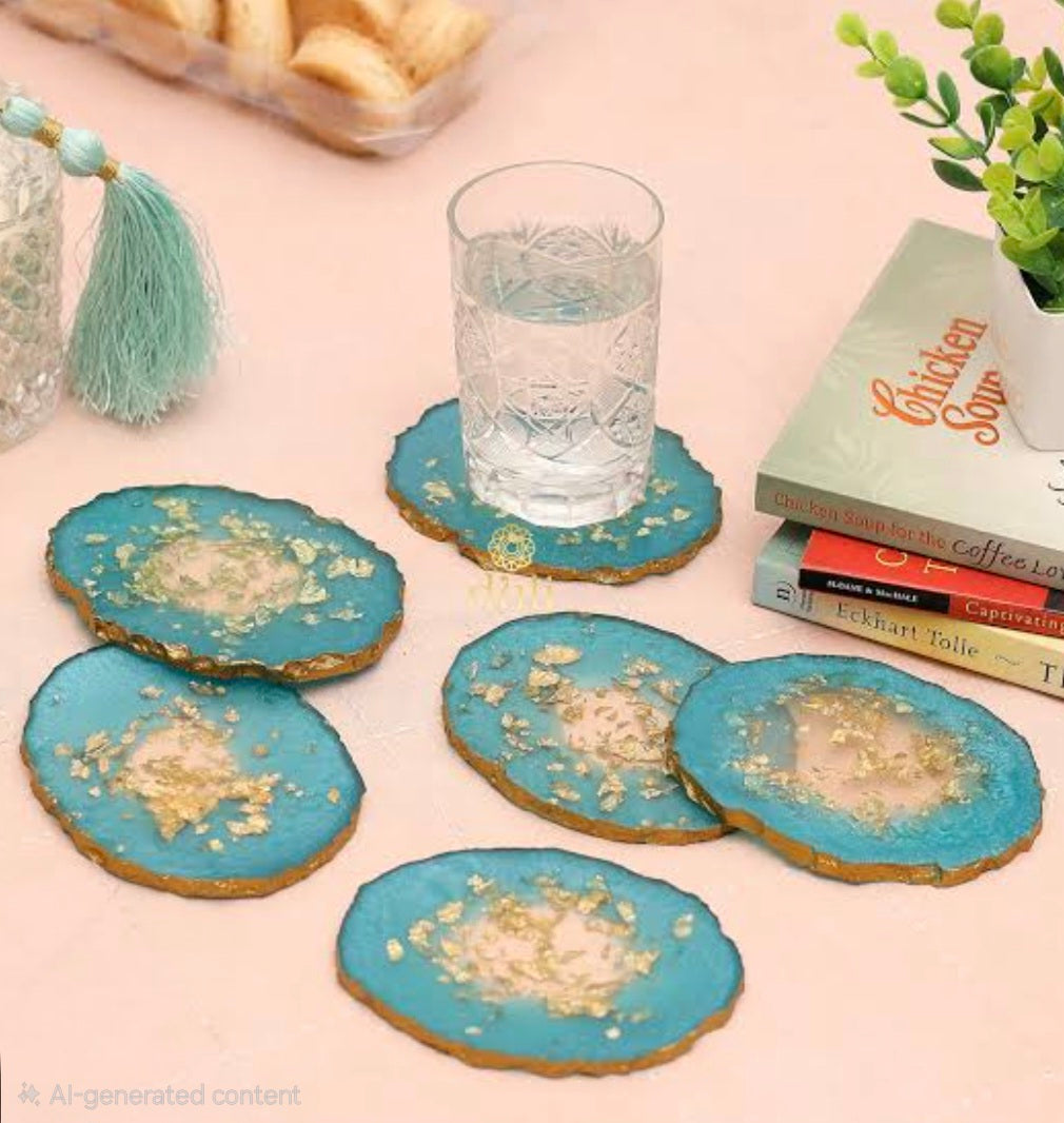 Premium Geode Resin Tea Mats | Resin Customizable Tea mat 3.7 inches