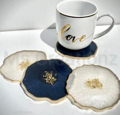 Premium Geode Resin Tea Mats | Resin Customizable Tea mat 3.7 inches