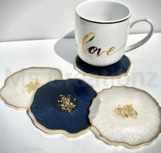Premium Geode Resin Tea Mats | Resin Customizable Tea mat 3.7 inches