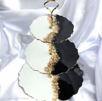 Luxury 3-Tier Geode Cake Stand | Premium Handcrafted 3-Tier High-Tea Server | Handcrafted with elegance
