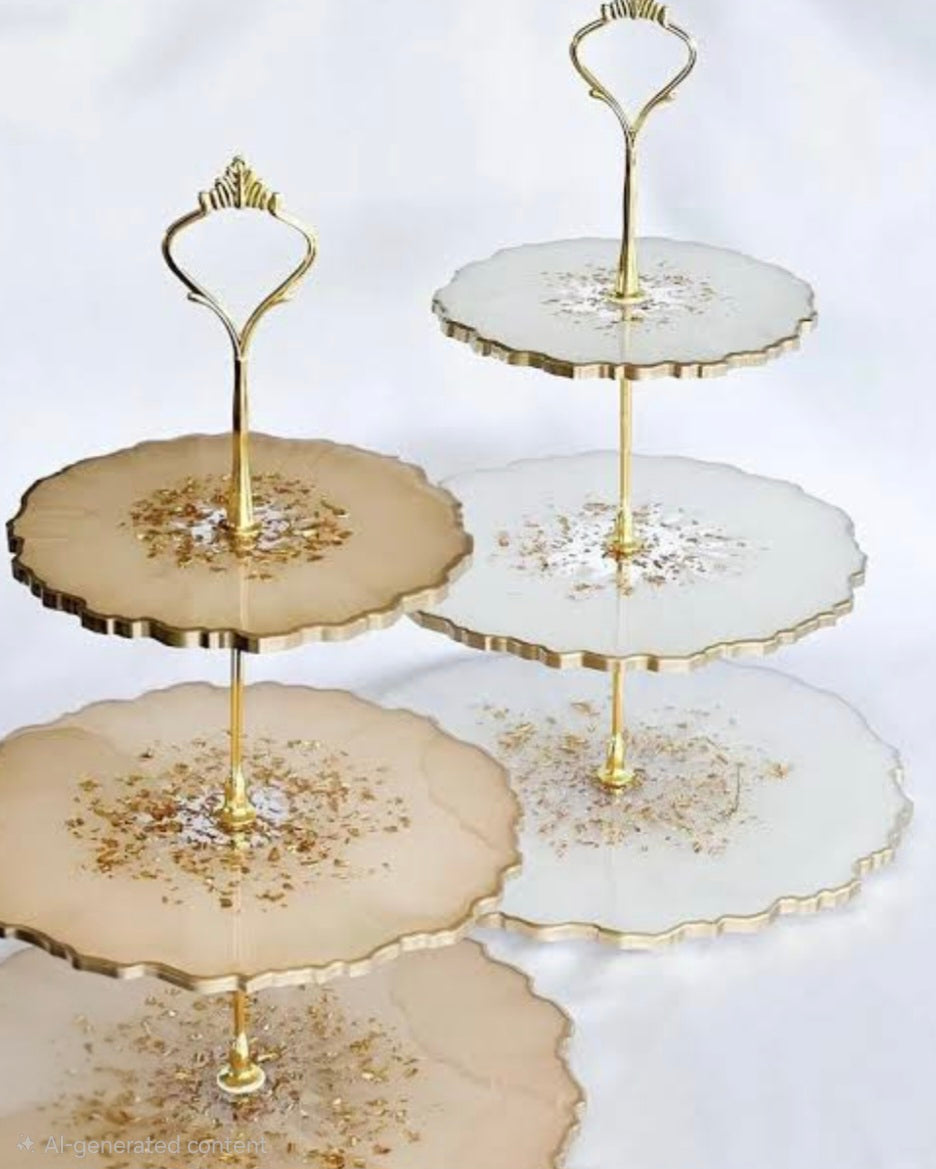 Luxury 3-Tier Geode Cake Stand | Premium Handcrafted 3-Tier High-Tea Server | Handcrafted with elegance