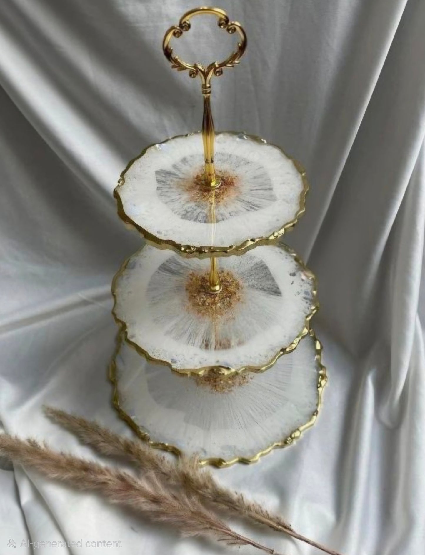 Luxury 3-Tier Geode Cake Stand | Premium Handcrafted 3-Tier High-Tea Server | Handcrafted with elegance
