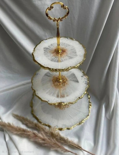 Luxury 3-Tier Geode Cake Stand | Premium Handcrafted 3-Tier High-Tea Server | Handcrafted with elegance