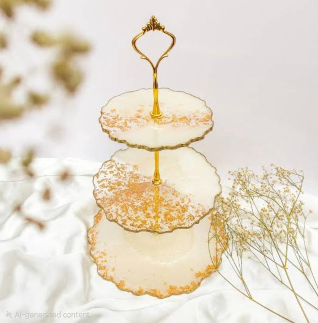 Luxury 3-Tier Geode Cake Stand | Premium Handcrafted 3-Tier High-Tea Server | Handcrafted with elegance
