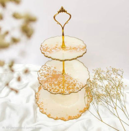 Luxury 3-Tier Geode Cake Stand | Premium Handcrafted 3-Tier High-Tea Server | Handcrafted with elegance