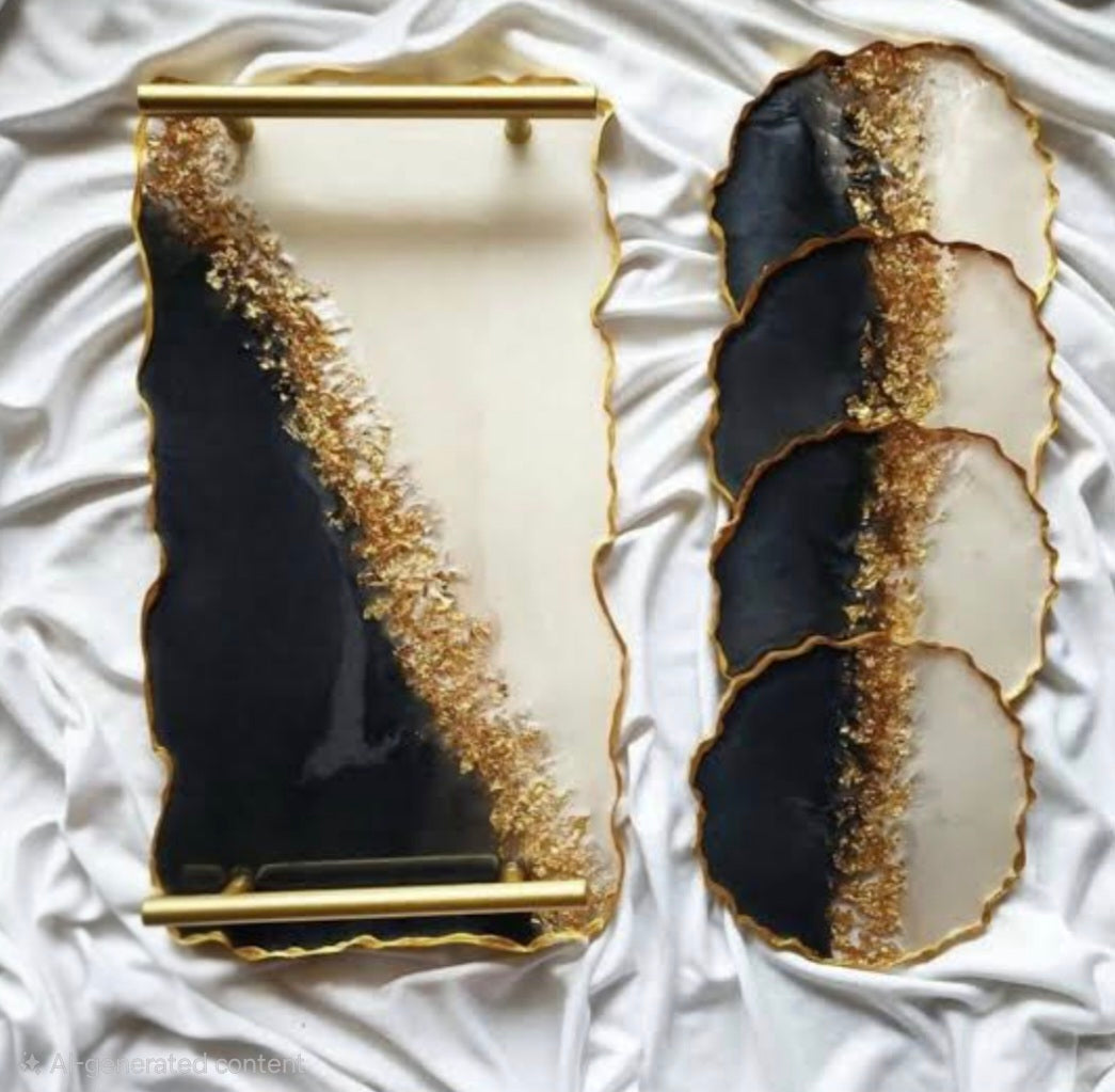 Premium Geode Resin Vanity Tray | Customizable Luxury Tray (11.5×7)"
