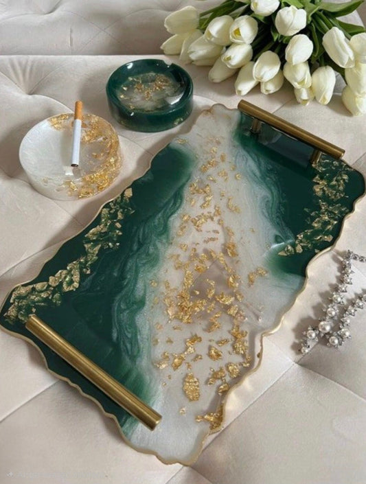 Premium Geode Resin Vanity Tray | Customizable Luxury Tray (11.5×7)"