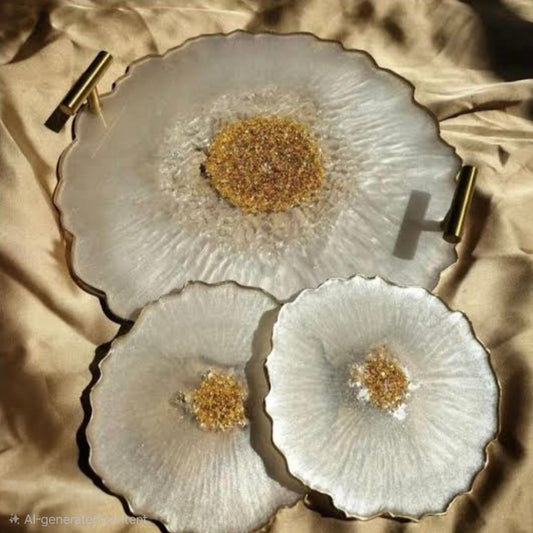 Aura Ethereal Pearl Resin Tray | Luxury Dish 11"